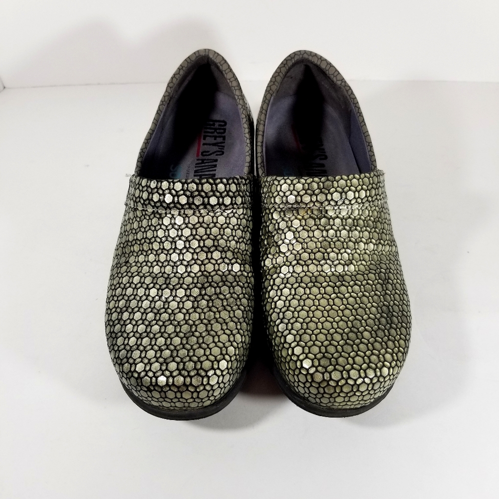 Greys Anatomy SoftWalk Shoes Women's 9.5M Meredith Bronze Gray Clogs